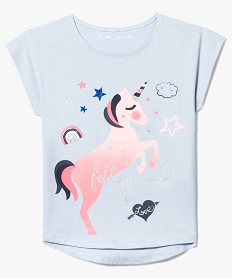 GEMO Tee-shirt à manches courtes avec motifs et sequins brodés Bleu