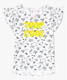 GEMO Tee-shirt à manches volantées et motifs Blanc