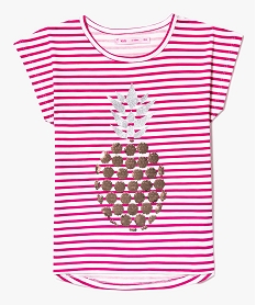 tee-shirt a rayures avec motif ananas imprime7514701_1