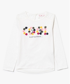 GEMO Tee-shirt à manches longues avec dentelle anglaise Beige
