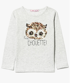 GEMO Tee-shirt manches longues chiné à motifs sequins Beige