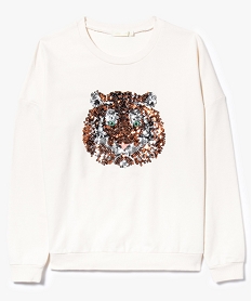 GEMO Sweat motif tigre en sequins Gris