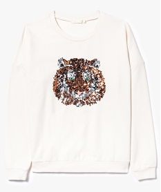 GEMO Sweat motif tigre en sequins Beige