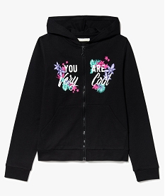 GEMO Sweat zippé imprimé à capuche Noir