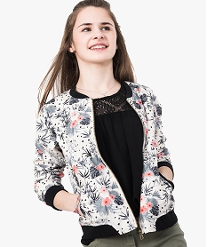 GEMO Blouson léger façon bomber motif palmes et fleurs Imprimé