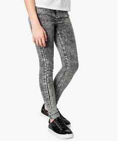 GEMO Jean fille coupe skinny taille haute Gris