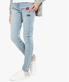 GEMO Jean effet usé avec patchs Gris