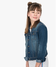 GEMO Veste fille en denim délavé Gris