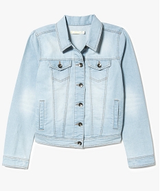 GEMO Veste fille en denim délavé Bleu