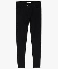GEMO Pantalon en toile stretch bas frangés noir vif