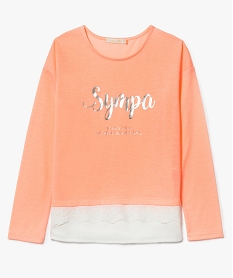 GEMO Pull fin 2-en-1 avec empiècement voile et dentelle Orange