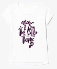 GEMO Tee-shirt à manches courtes avec inscription colorée sur lavant blanc vif
