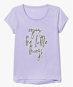 GEMO Tee-shirt à manches courtes avec inscription colorée sur lavant Violet