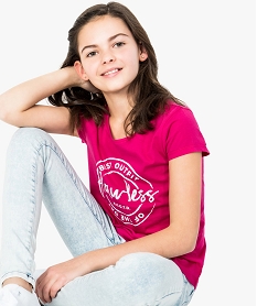 tee-shirt ample avec inscription sur lavant rose7535701_1