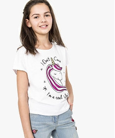 tee-shirt manches courtes theme licorne blanc7535801_1