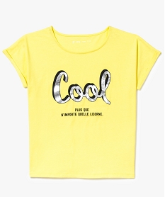 tee-shirt manches courtes theme licorne jaune7535901_1
