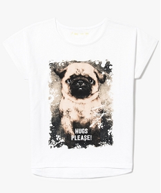 GEMO Tee-shirt coupe carrée imprimé Blanc
