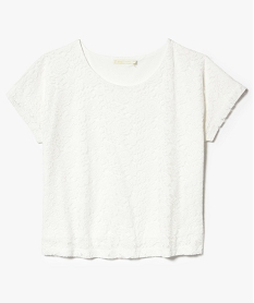 GEMO Tee-shirt manches courtes en dentelle blanc chine