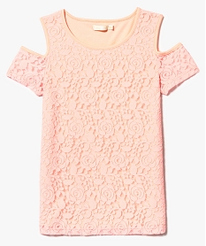 GEMO Tee-shirt en dentelle à manches courtes avec épaules dénudées Orange