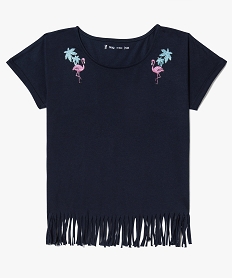 GEMO Tee-shirt manches kimono et franges Bleu