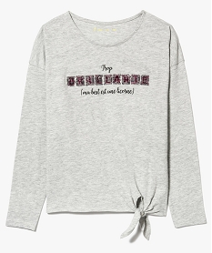 GEMO Tee-shirt imprimé avec nœud dans le bas gris standard