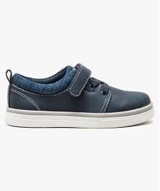 baskets basses bi-matieres avec fermeture scratch bleu chaussures basses7547601_1