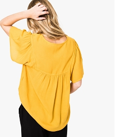 blouse ample en viscose avec broderies a lencolure jaune7550501_3