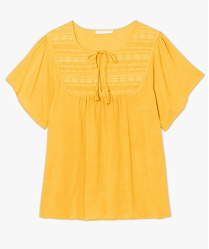 blouse ample en viscose avec broderies a lencolure jaune7550501_4
