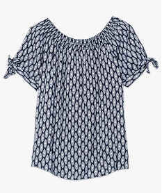 blouse motif ethnique a col bardot imprime7552601_4