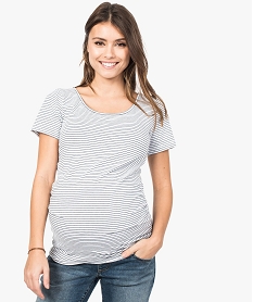 GEMO Tee-shirt de grossesse rayé à manches courtes blanc standard