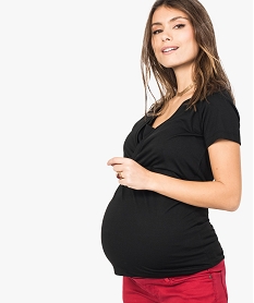 GEMO Tee-shirt de grossesse effet superposé à manches courtes Noir