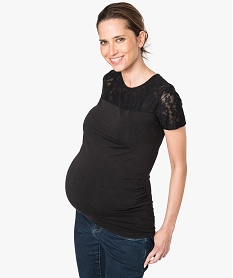 tee-shirt de grossesse empiecement dentelle noir7554201_1