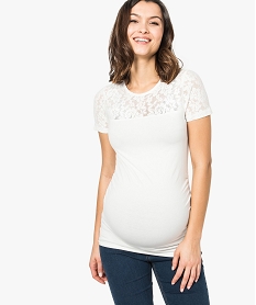 GEMO Tee-shirt de grossesse empiècement dentelle Blanc