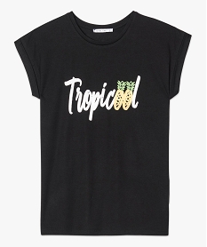 tee-shirt a manches courtes avec motifs tropicaux noir7555201_4