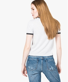 tee-shirt femme a manches courtes avec col contrastant blanc7555301_3
