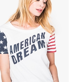 tee-shirt a manches courtes avec motifs drapeau americain blanc7555501_2