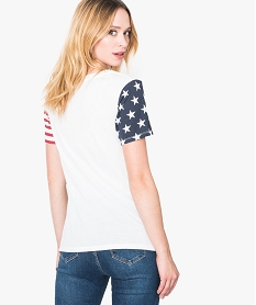 tee-shirt a manches courtes avec motifs drapeau americain blanc7555501_3