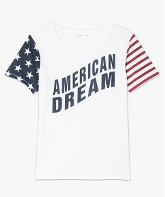 tee-shirt a manches courtes avec motifs drapeau americain blanc7555501_4