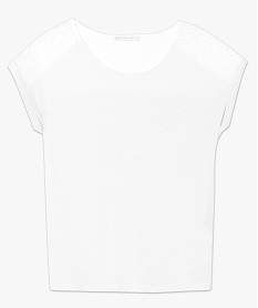 tee-shirt paillete avec dentelle sur les epaules blanc t-shirts manches courtes7555601_4