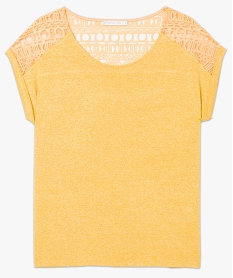 tee-shirt paillete avec dentelle sur les epaules jaune7555701_4