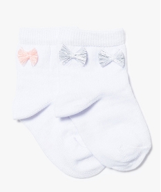 GEMO Lot de 2 paires de chaussettes avec petit noeud sur la tige Blanc