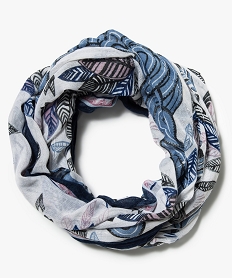 foulard snood imprime vegetal bleu7558401_1