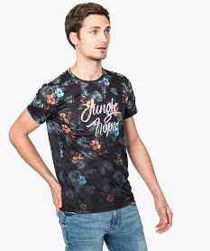 GEMO Tee-shirt à motifs fleuris à manches courtes Noir