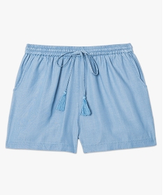 short en lyocell avec cordon pompons bleu shorts7563001_4