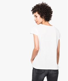 tee-shirt a manches courtes avec inscription et pompons colores blanc7563901_3