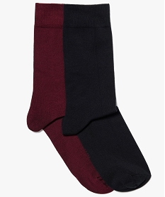 GEMO Chaussettes homme unies en fils dEcosse (lot de 2) Rouge