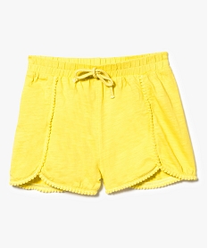 GEMO Short en jersey de coton avec galon de pompons Jaune