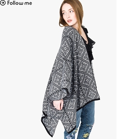 GEMO Gilet oversize style poncho à motifs Blanc