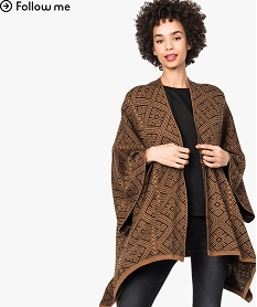 GEMO Gilet oversize style poncho à motifs Orange