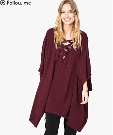 GEMO Pull oversize avec décolleté lacets Rouge